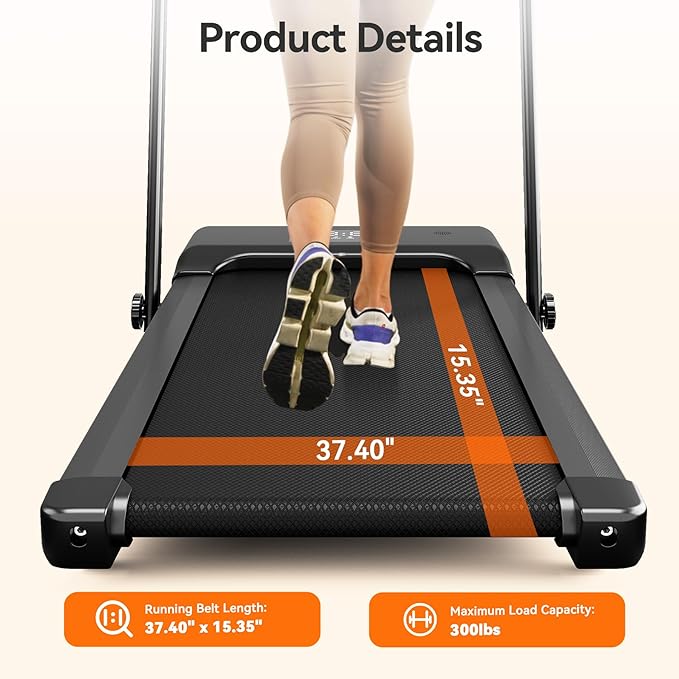 Walking Pad Treadmill with Handle bar, 3.0HP Small Foldable Treadmills for Home with APP Remote Control and LED Display, 7.5MPH Portable Treadmill 300 Lbs Capacity-GravixFit