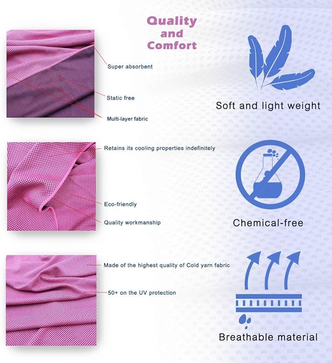 4 Packs Cooling Towel (40 x 12), Ice Towel, Microfiber, Soft Breathable Chilly Towel Stay Cool for Yoga, Workout, Sport, Gym, Camping, Fitness, Running, Workout & More Activities - Multicolor-GravixFit
