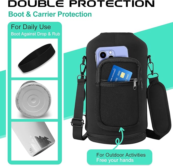 1 Gallon Insulated Water Jug - with Paracord Handle, Straw & Chug Lid, Water Bottles Holder with Strap, 128oz Stainless Steel Large Water Bottle, Keep Hot 12H & Cold 48 for Travel Hiking Camping Work-GravixFit