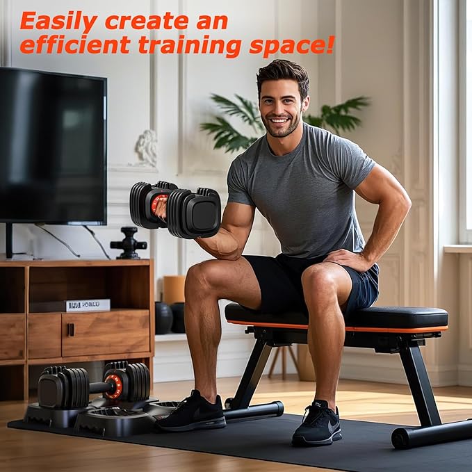 Adjustable Dumbbells Set of 2, 1 Hand Adjustable Weights Dumbbells Set, 5 in 1/10 in 1 Free Dumbbell with Anti-Slip Texture Handle, 25/55/80lb Pair Weight Set For Home Gym Suit both Men and Women-GravixFit