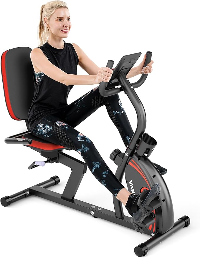 VANSWE Recumbent Exercise Bike for Adults Seniors - Recumbent Bikes for Home with Magnetic Resistance, Bluetooth and App Connectivity, Pulse Sensor-GravixFit