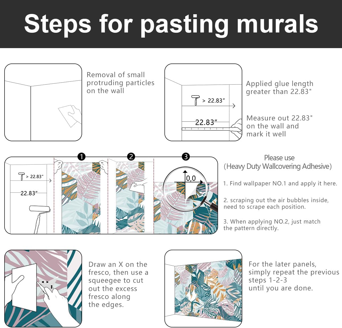 -Abstract Geometry Botanical Banana Leaf Fabric Wallpaper Living Room Bedroom Bathroom Tropical Plant Leaf Large Wall Mural- 137"x96"οΌ not Peel and StickοΌ