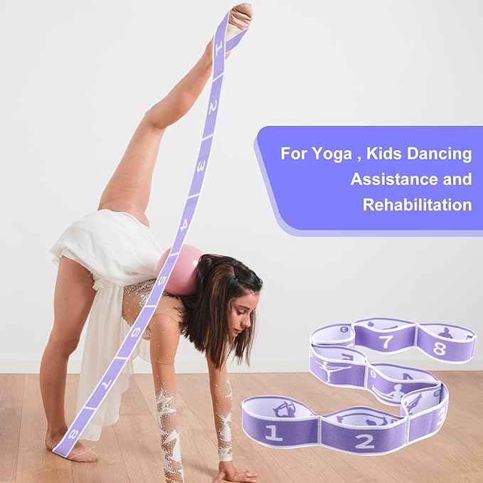 2Pcs Stretching Strap for Kids, Elastic Yoga Straps with Loops for Stretching Equipment, Kids Stretch Band, Resistance Bands, Gymnastics Stretch Band for Trainer Gymnastics Training, Yoga, Latin-GravixFit