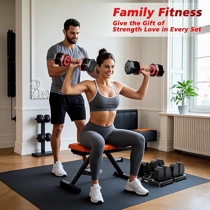 Adjustable Dumbbells Set of 2, 1 Hand Adjustable Weights Dumbbells Set, 5 in 1/10 in 1 Free Dumbbell with Anti-Slip Texture Handle, 25/55/80lb Pair Weight Set For Home Gym Suit both Men and Women-GravixFit
