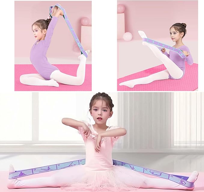 2pcs Stretch Strap for Kids,Elastic Yoga Stretching Strap with Loops, Multi-Loop Adjustable Exercise Stretching Bands,Stretching Resistance Ballet Bands for Dance, Latin, Gymnastics Exercis -8Loops-GravixFit