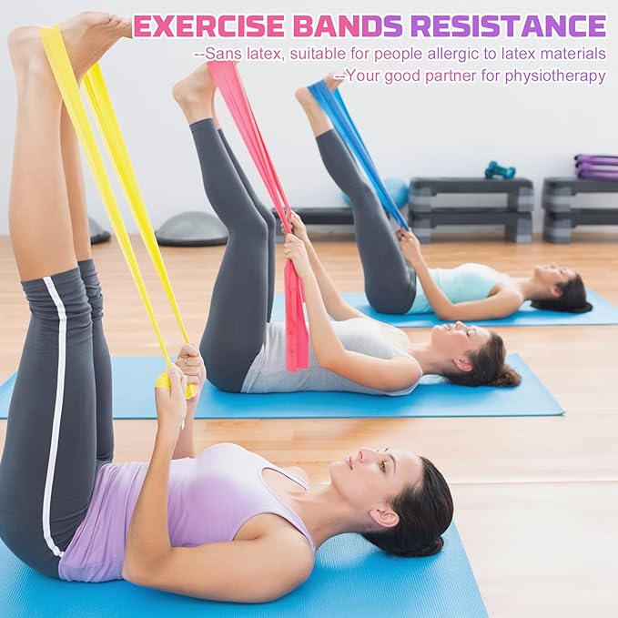 5 Pcs Resistance Bands, Professional Exercise Bands Elastic Stretch Bands for Fitness Yoga Pilates Stretching Strength Training, Workout Bands for Women and Men Home Gym-GravixFit