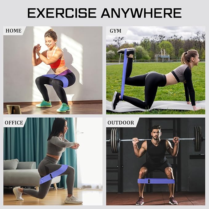 12 Pcs Fabric Resistance Bands for Working Out Booty Workout Stretch Exercise Bands Non Slip for Legs Squat Resistance Loop for Women Men Starter Butt Hip Thigh Fitness-GravixFit