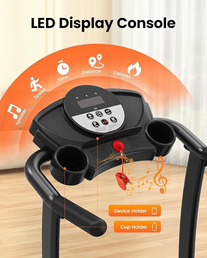 Treadmills for Home, 3.0HP Quiet Brushless Foldable Treadmill with Incline, Small Space Portable Running Walking Machine, 240/300 Lbs Capacity with Cup Holder