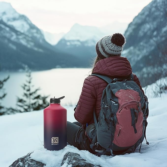1 Gallon Water Bottle Insulated | Thickened Stainless Steel Vacuum Metal Water Jug | Portable Sports Large for Gym and Hiking with Straw, Carrier Bag, Handle Strap | BPA-Free 128 oz-GravixFit