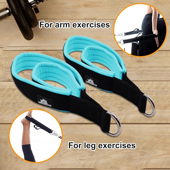 1 Pair Enhanced Pilates Double Loop Straps for Reformer, Thickened D-Ring Handle Straps, Yoga Exercise Accessories in 2 Lengths and Multicolor for Home Gym Workout-GravixFit