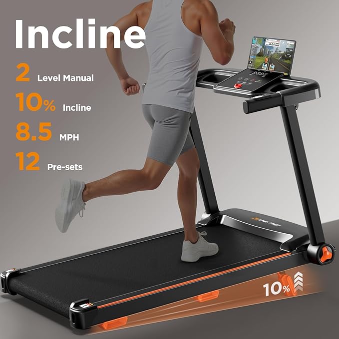 Treadmills for Home, 3.0HP Quiet Brushless Foldable Treadmill with Incline, Small Space Portable Running Walking Machine, 240/300 Lbs Capacity with Cup Holder