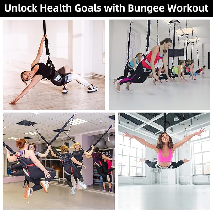 PRIOR FITNESS Premium Bungee Cord, Heavy Duty Bungee Fitness Cord,110-176Pounds Resistance Cord Elastic Rope Suspension Workout Fitness Bands for Exercise at Home Gym Include ONLY 1* Extra Bungee Cord-GravixFit