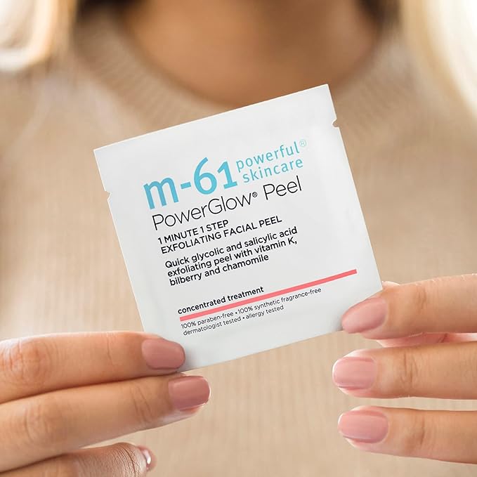m-61 PowerGlow Peel | Exfoliating Facial Peel With Glycolic, Salicylic Acid. 1 Minute, 1 Step - 60 Treatments-GravixFit