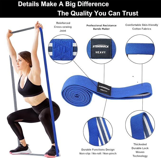 Fabric Resistance Bands for Working Out, 3 and 4 Levels Booty Bands Long Resistance Bands for Women and Men | Elastic Bands for Exercise Bands Resistance Workout Bands Resistance-GravixFit