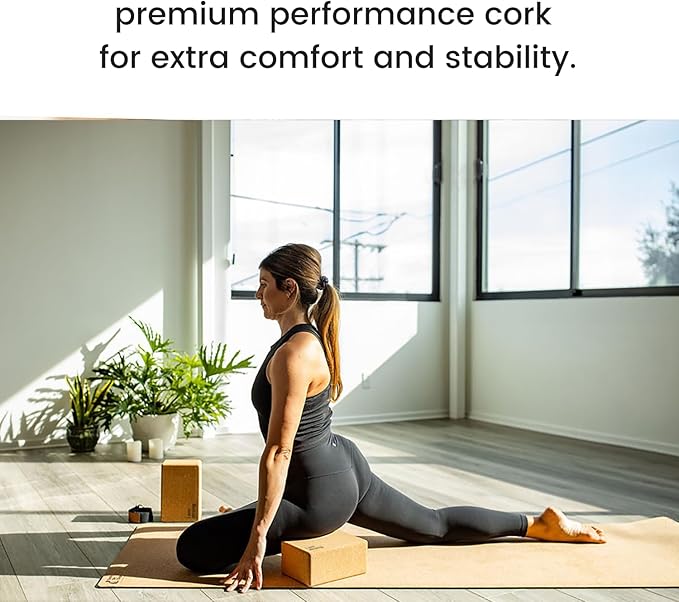 Premium Cork Yoga Blocks - Extra Large Yoga Block 2-Pack or Extra Tall 1-Pack for Inflexible Yogis | Natural, High-Density Cork for Superior Support & Stability | Optional Yoga Strap & Gift Box-GravixFit
