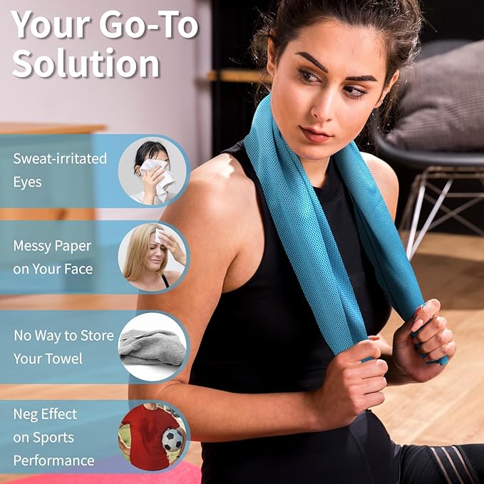 YESLIFE 4 Pack Cooling Towel 40"x12", Gym Towels for Men and Women, Soft Breathable Workout Towels for Yoga, Running, Sport, & More (Blue, Grey, Green, Pink)-GravixFit