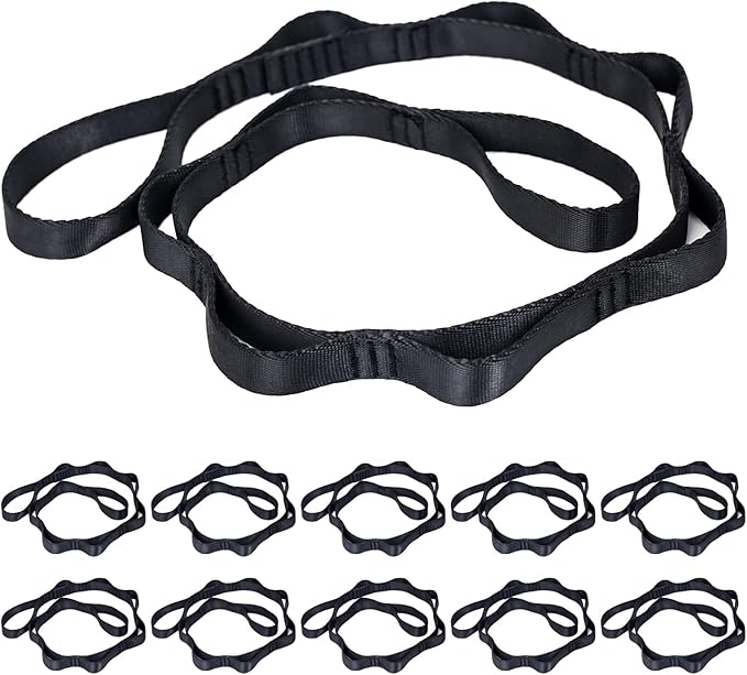 10PCS Nylon Daisy Chain Straps 23 KN for Aerial Yoga Hammock Swing Adjustable Aerial Silk Extender Hanging Rope for Aerial Yoga Belts 3.6FT 5.9FT Long-GravixFit