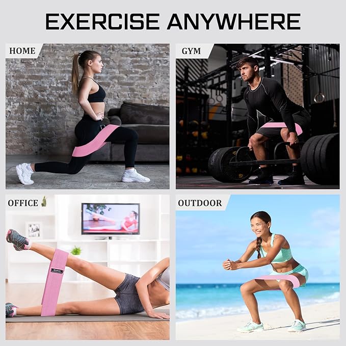 12 Pcs Fabric Resistance Bands for Working Out Booty Workout Stretch Exercise Bands Non Slip for Legs Squat Resistance Loop for Women Men Starter Butt Hip Thigh Fitness-GravixFit