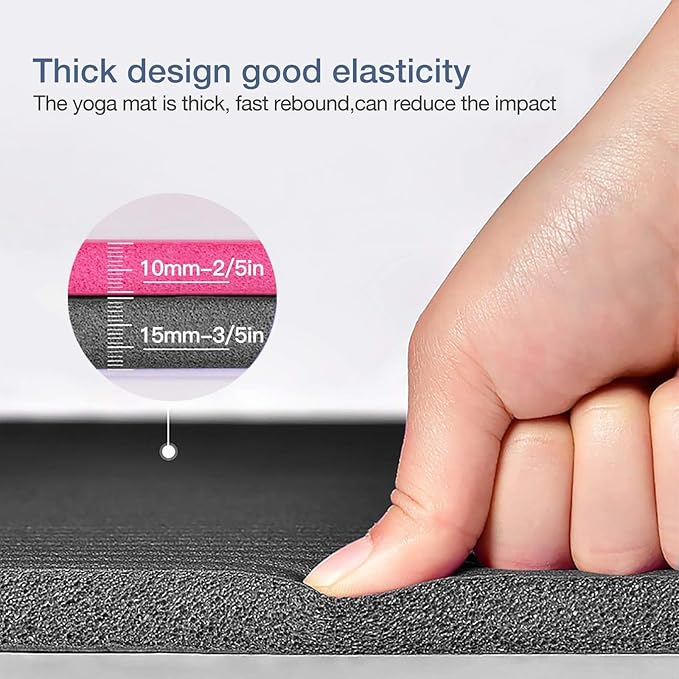 Thick Yoga Mat Non Slip, Large Size 72" L x 32" W x 0.6" TH, Premium Exercise & Fitness Mat with Carrying Strap and Bag, Workout Mats for Home-GravixFit