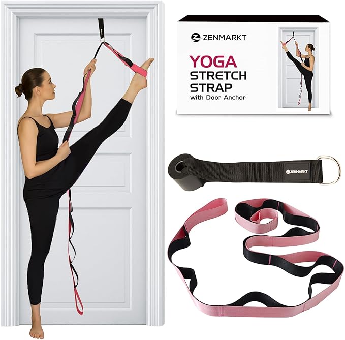 10-Loop Yoga Strap with Door Anchor – Stretch Strap for Flexibility, Deep Stretching, and Improved Balance – Perfect Yoga Accessory for All Fitness Levels-GravixFit