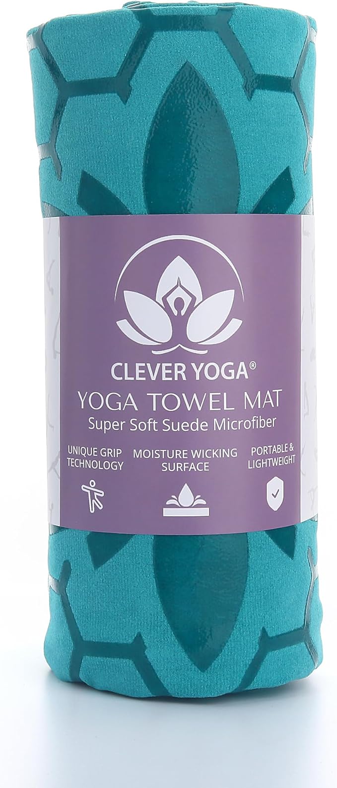 Clever Yoga Non-Slip Hot Yoga Towel – Non-Slip Grip for Hot Yoga, Sweat Absorbent, Honeycomb Silicone Grip, Stays Flat – Ideal for Pilates, Travel, Washable & Lightweight - Turquoise-GravixFit