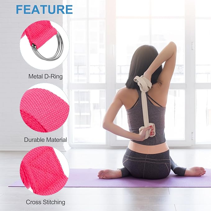 PATIKIL Yoga Strap for Stretching, Cotton Yoga Belt with Adjustable Metal D-Ring Buckle Stretch Band for Fitness Pilates-GravixFit