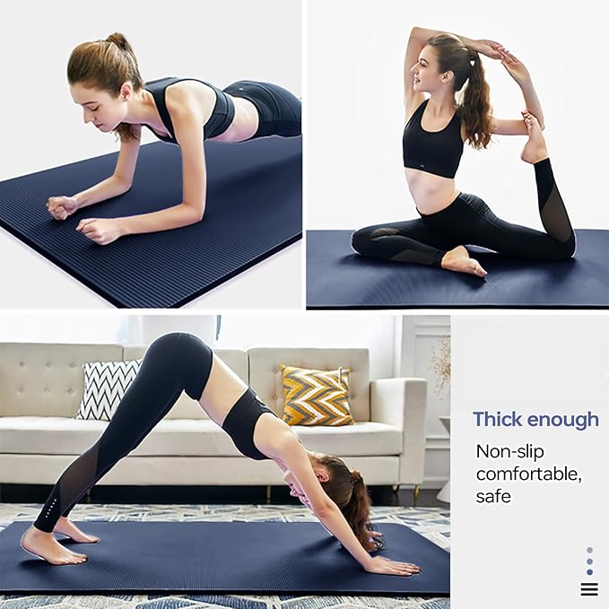 Thick Yoga Mat Non Slip, Large Size 72" L x 32" W x 0.6" TH, Premium Exercise & Fitness Mat with Carrying Strap and Bag, Workout Mats for Home-GravixFit