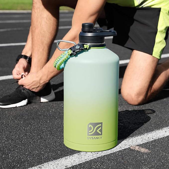 1 Gallon Water Bottle Insulated | Thickened Stainless Steel Vacuum Metal Water Jug | Portable Sports Large for Gym and Hiking with Straw, Carrier Bag, Handle Strap | BPA-Free 128 oz-GravixFit