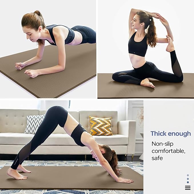 Thick Yoga Mat Non Slip, Large Size 72" L x 32" W x 0.6" TH, Premium Exercise & Fitness Mat with Carrying Strap and Bag, Workout Mats for Home-GravixFit