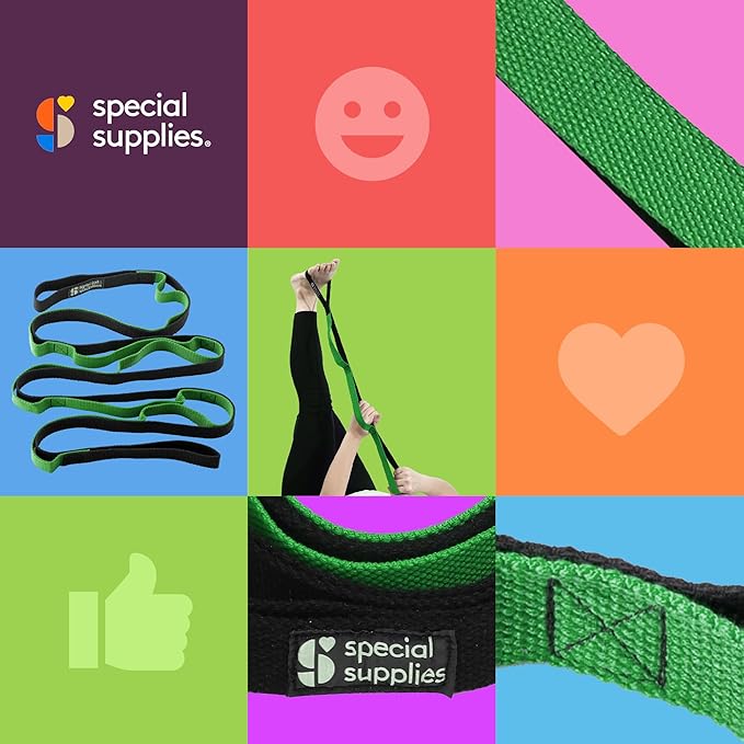 SPECIAL SUPPLIES Yoga Strap for Stretching, Stability Training, Fitness, Flexibility, Physical Therapy, Home Workout Equipment, Strength Training, and Pilates (Green)-GravixFit