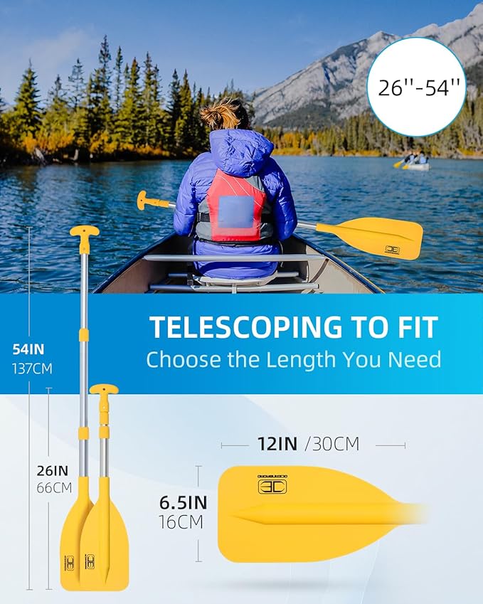 OCEANBROAD Telescoping Emergency Paddle 21''-42''(Assembling Required)/26''-54'' Aluminium Shaft for Kayaking Boating Canoeing River Tubing
