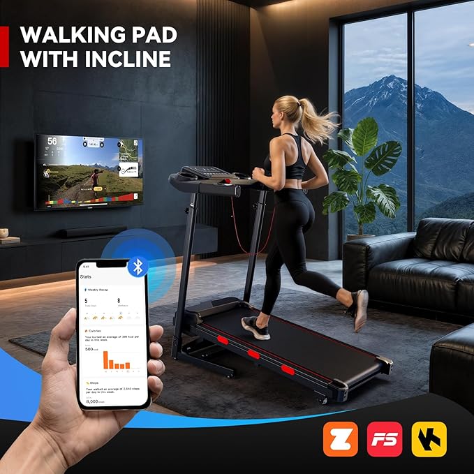 8.7MPH Incline Treadmill for Running and Walking, 3.5HP Quiet BLDC Treadmills for Home with Double Deck Technology, 350 lbs Weight Capacity, APP, Heart Rate-GravixFit