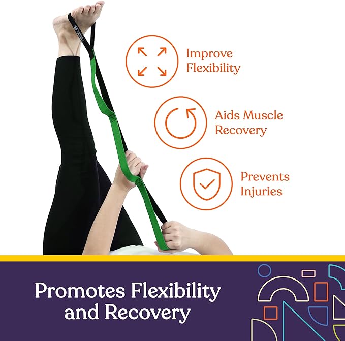 SPECIAL SUPPLIES Yoga Strap for Stretching, Stability Training, Fitness, Flexibility, Physical Therapy, Home Workout Equipment, Strength Training, and Pilates (Green)-GravixFit