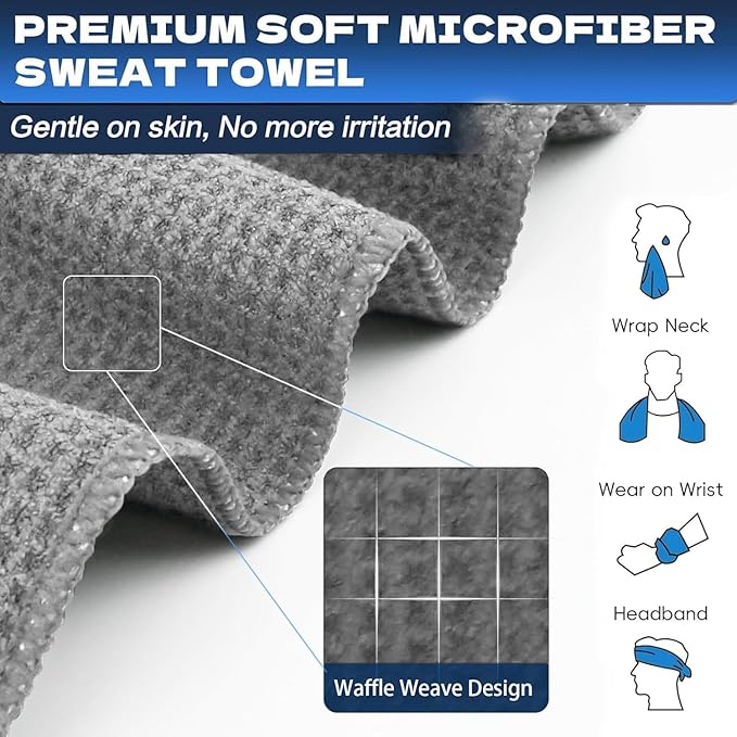 Microfiber Gym Towels for Working Out, Quickly Dry Yoga Towels for Men & Women Tennis, 16 Inch x 27 Inch, 6 Pack, Grey-GravixFit
