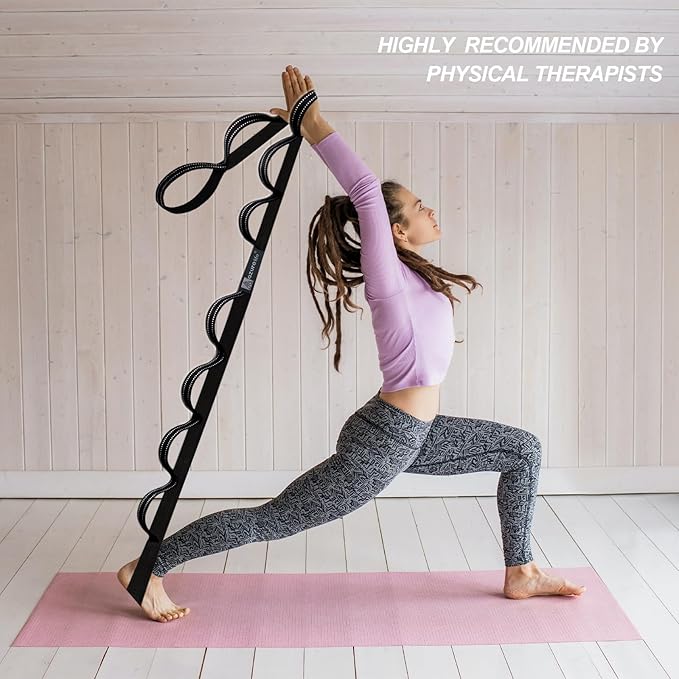 Premium Durable Stretch Straps with Loops, Stretching Strap for Physical Therapy, Multi-Loop Yoga Strap Fitness Exercise Strap for Yoga, Pilates, Dance, Flexibility&Exercise-GravixFit