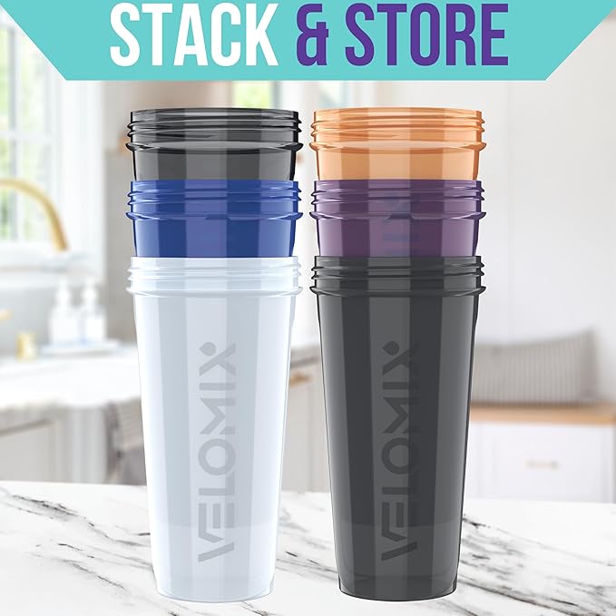 '-6 PACK- 28 oz Protein Shaker Bottle for Protein Mixes - 6x Wire Whisk | Leak Proof Shaker Cups for Protein Shakes | Protein Shaker Bottle Pack | Protein Shake Cup (Elemental Mix)-GravixFit