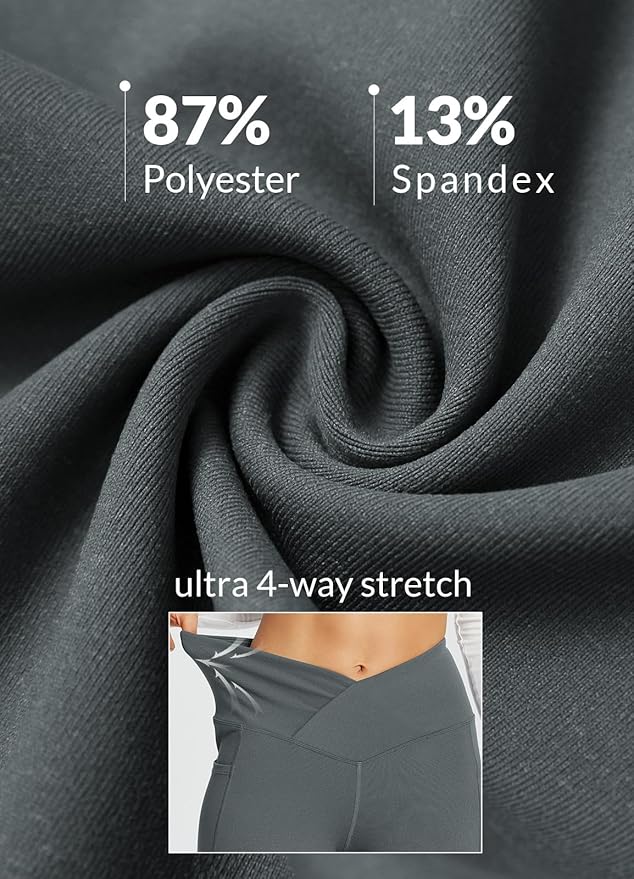 baleaf Women's V Crossover Flare Leggings with Pockets Yoga Pants High Waist Casual Workout Gym Bell Bottom Leggings-GravixFit