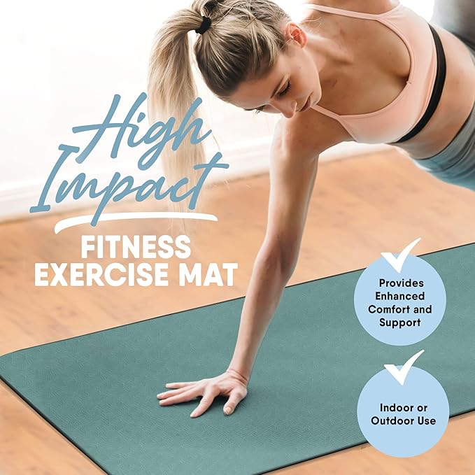 MICRODRY Deluxe Fitness Exercise Yoga Mat for Home & Gym, Extra Thick for High Impact Training, Multi Layered Skid Resistant Surface, Odor Neutralizing with Carrying Strap-GravixFit