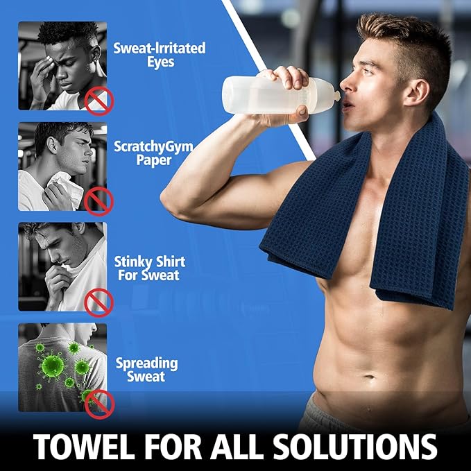 Microfiber Gym Towels for Working Out, Quickly Dry Yoga Hand Towels for Men & Women Tennis, 16 Inch x 27 Inch, 3 Pack, Multicolor-GravixFit
