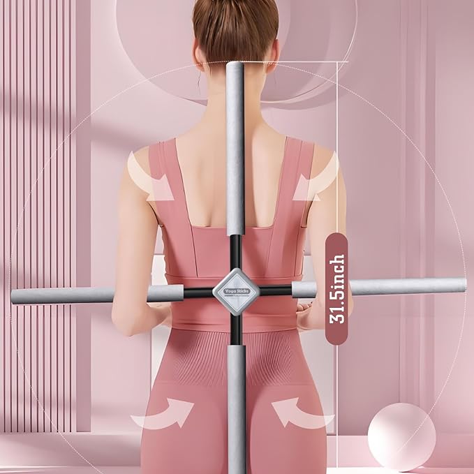 Back Straightener Posture Corrector|Yoga Stick Stretching Tool for Women and Men|Portable Posture Corrector Pole,Stretch Mobility Stick, Physical Workout Exercise Dowel-GravixFit