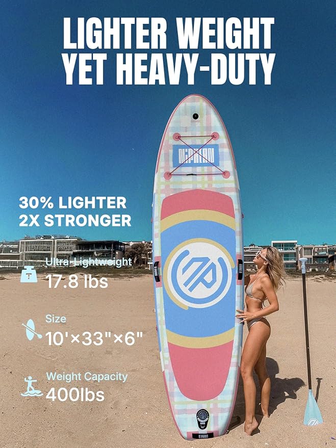 Niphean(Ultra-Light)Inflatable Paddle Board with (Beginner Friendly) StabilTrac Fin and Durable SUP Accessories, 10' Stand Up Paddle Boards for Adults & Youth, Versatile Yoga Paddle Board, Gift Ideas