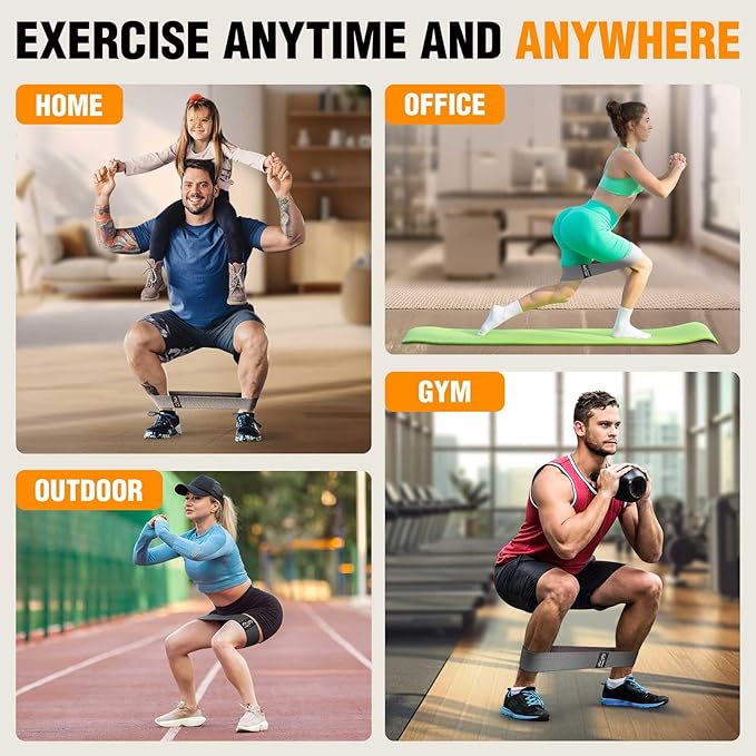 Fabric Resistance Bands for Working Out - Exercise Bands for Women and Men, Booty Bands for Legs and Glute, Yoga, Pilates, Rehab, Fitness and Home Workout-GravixFit