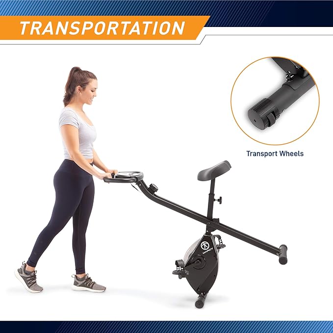 Marcy Foldable Upright Exercise Bike with Adjustable Resistance for Cardio Workout & Strength Training - Multiple Styles Available-GravixFit