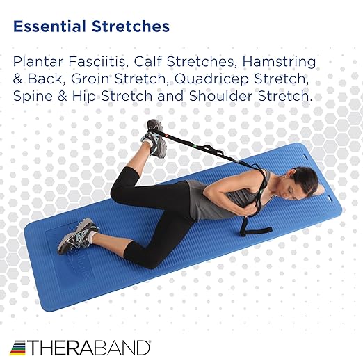 THERABAND Stretch Strap with Loops to Increase Flexibility, Dynamic Stretching Tool for Athletes Including Dancers, Cheerleaders, Gymnasts, Runners, Pilates and Yoga Elastic Stretch Out Band-GravixFit