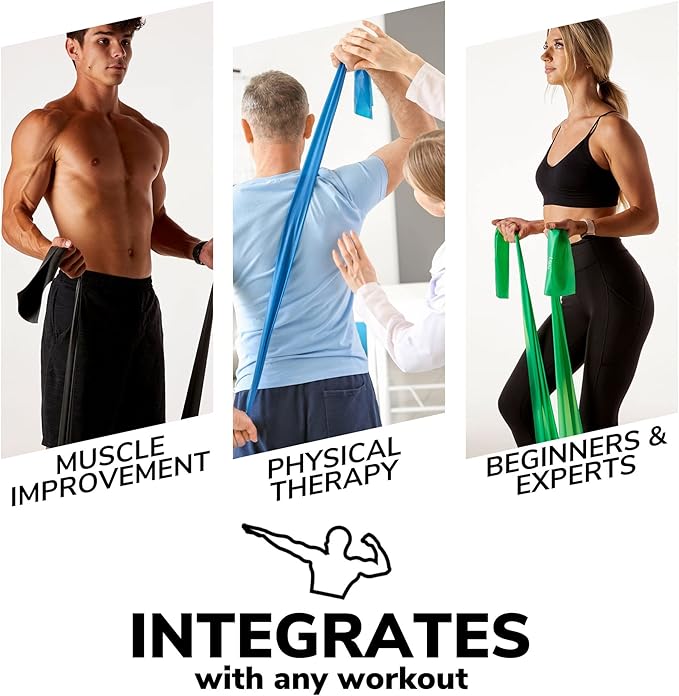 7Ft Long Resistance Bands for Stretching - Resistance Bands Set with Door Anchor - Exercise Bands Including Carry Pouch, E-Book & App - Latex-Free Workout Bands-GravixFit