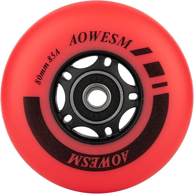 AOWESM Inline Skate Wheels 80mm 76mm 72mm 85a Outdoor Indoor Black Blue Red Roller Hockey Blades Replacement Wheels w/Bearings ABEC-9 and Floating Spacers (8-Pack)-GravixFit