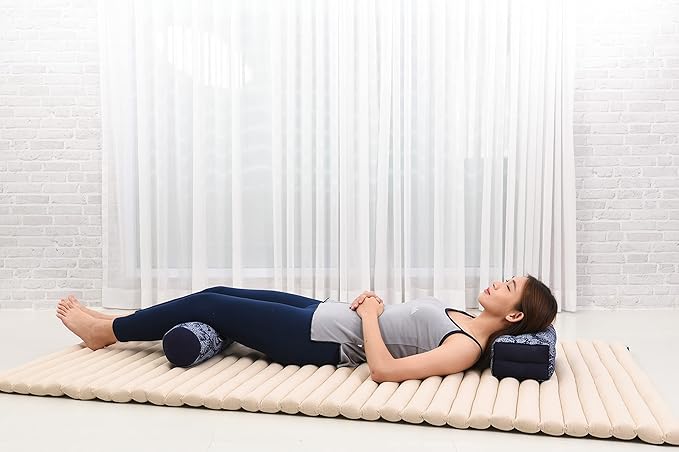 Leewadee Small Yoga Bolster – Shape-Retaining Cervical Neck Roll, Tube Pillow for Comfortable Reading, Kapok Filling, 22 x 6 x 6 inches-GravixFit