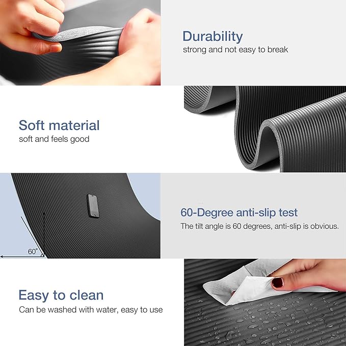 Thick Yoga Mat Non Slip, Large Size 72" L x 32" W x 0.6" TH, Premium Exercise & Fitness Mat with Carrying Strap and Bag, Workout Mats for Home-GravixFit