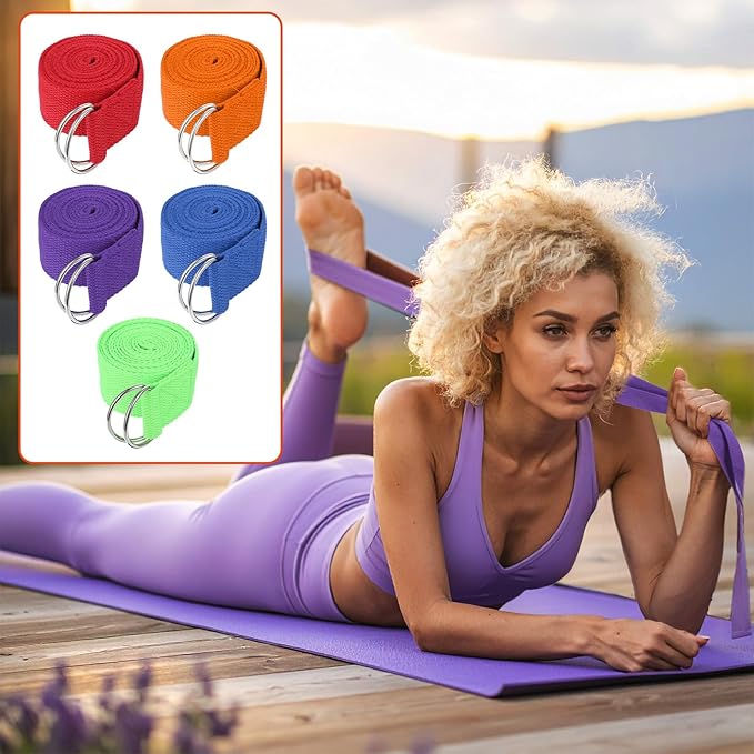 10 Pcs Yoga Strap for Stretching Bulk 6ft Exercise Stretch Band with Metal D Ring Adjustable Pilates Non Elastic Yoga Stretch Belt for Women Men Physical Fitness Gym Workout Dance-GravixFit
