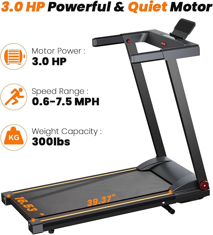 Treadmills for Home, 4-in-1 Foldable Treadmill with Incline, 300 LBS Capacity Running Treadmills for Home Small Spaces with Handles, 3.0 HP Folding Treadmill with Smart APP-GravixFit